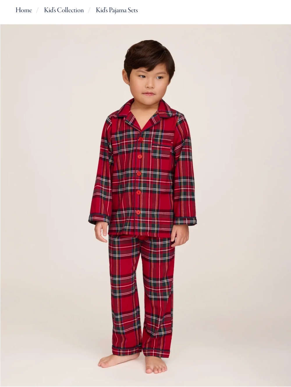 Petite plume Kids Red Plaid Button-Front Pajama Set holiday